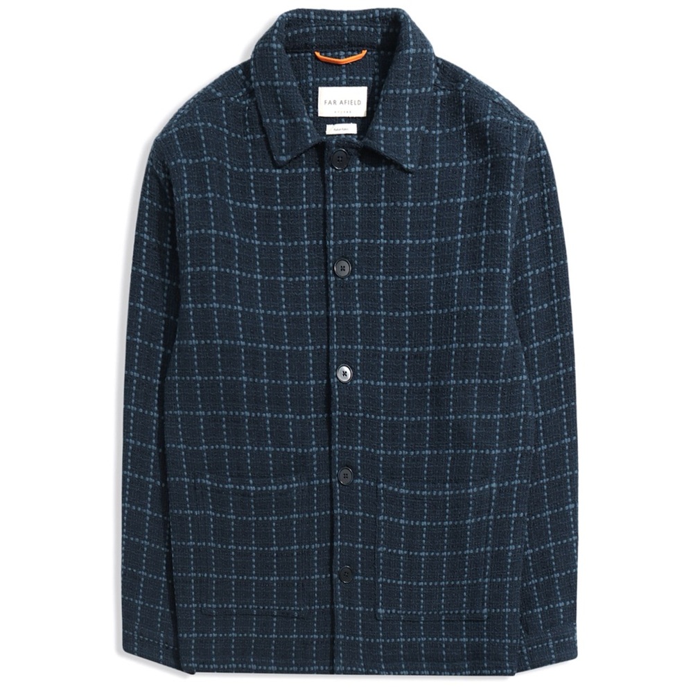 NWT FAR AFIELD Bisset Navy Windowpane Jacket